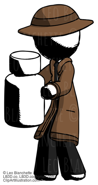 Ink Detective Man Holding White Medicine Bottle #759