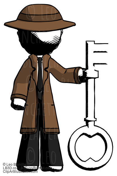 Ink Detective Man Holding Key Made Of Gold #765