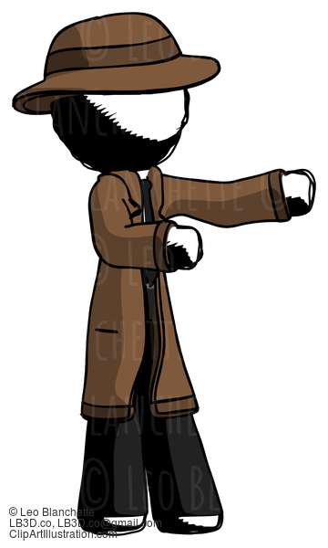 Ink Detective Man Presenting Something To His Left #767