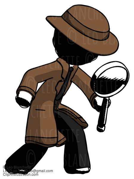 Ink Detective Man Inspecting With Large Magnifying Glass Right #771