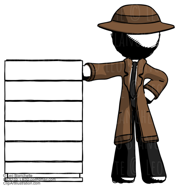 Ink Detective Man With Server Rack Leaning Confidently Against It #779
