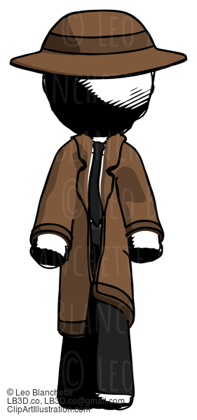 Ink Detective Man Walking Front View #781