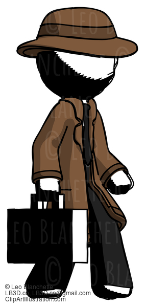 Ink Detective Man Walking With Briefcase To The Right #786