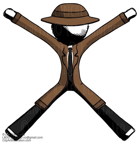 Ink Detective Man With Arms And Legs Stretched Out #792