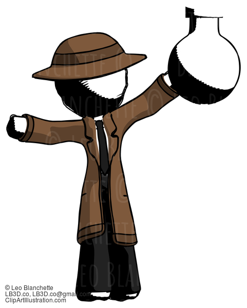 Ink Detective Man Holding Large Round Flask Or Beaker #795