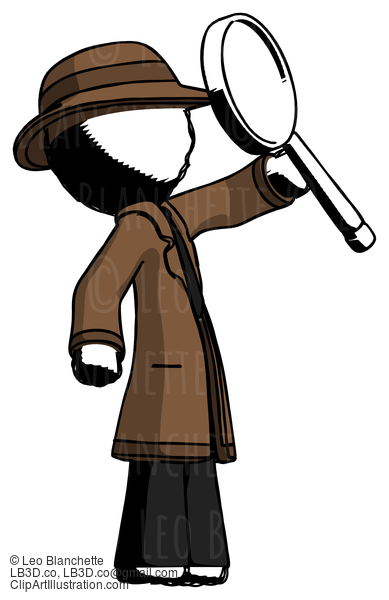 Ink Detective Man Inspecting With Large Magnifying Glass Facing Up #800