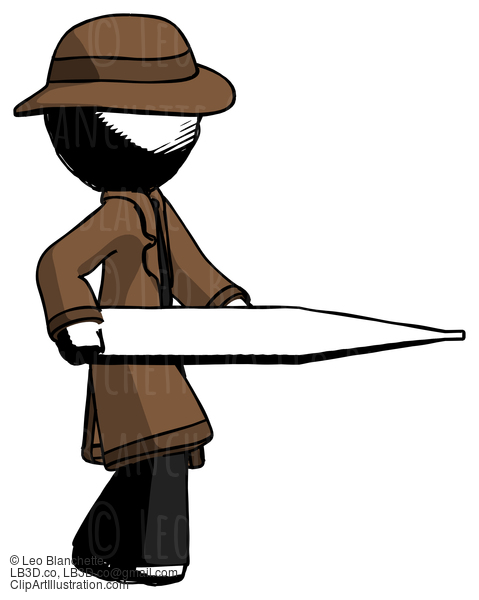 Ink Detective Man Walking With Large Thermometer #801