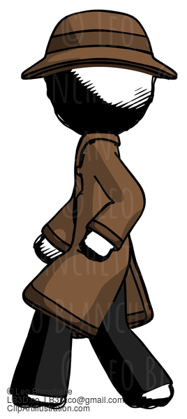 Ink Detective Man Walking Left Side View #811
