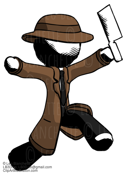 Ink Detective Man Psycho Running With Meat Cleaver #813