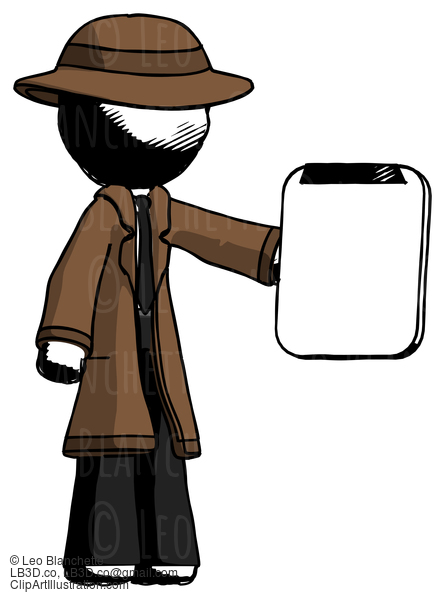 Ink Detective Man Showing Clipboard To Viewer #818
