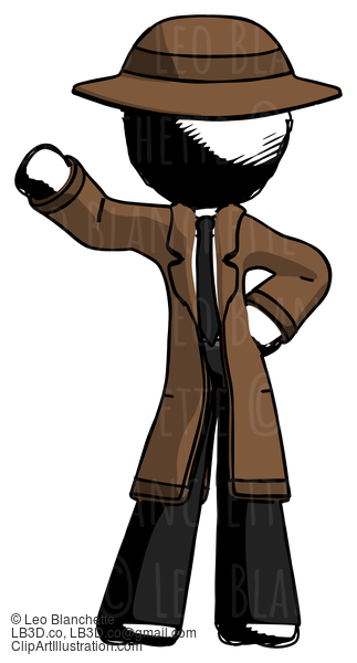 Ink Detective Man Waving Right Arm With Hand On Hip #820
