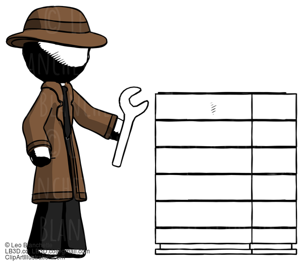 Ink Detective Man Server Administrator Doing Repairs #825