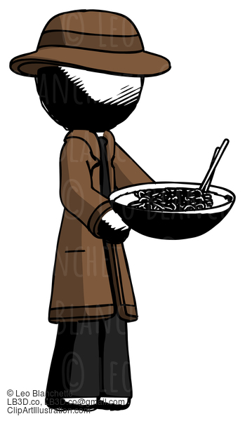 Ink Detective Man Holding Noodles Offering To Viewer #827