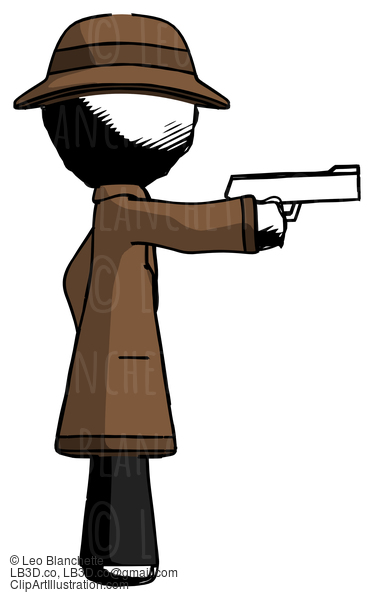 Ink Detective Man Firing A Handgun #831