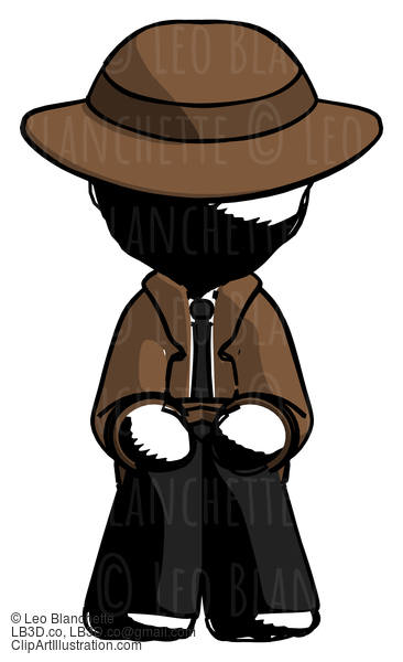 Ink Detective Man Squatting Facing Front #832