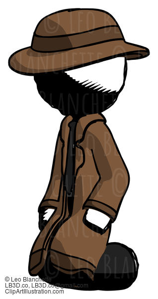 Ink Detective Man Kneeling Angle View Left #835