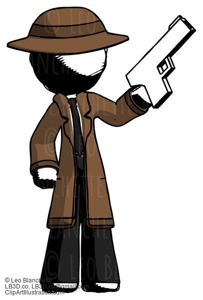 Ink Detective Man Holding Handgun #840