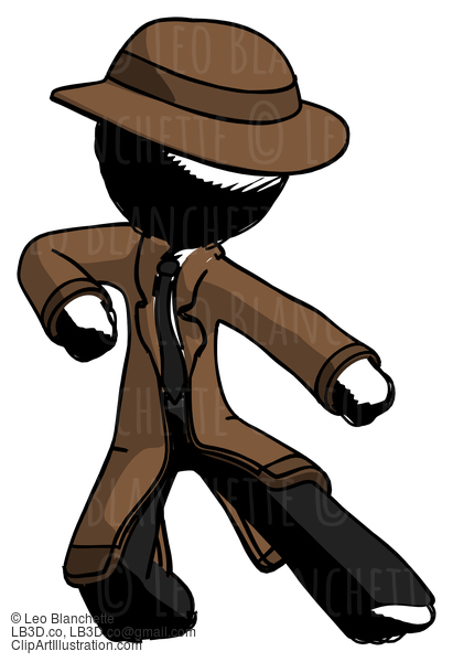 Ink Detective Man Karate Defense Pose Right #843