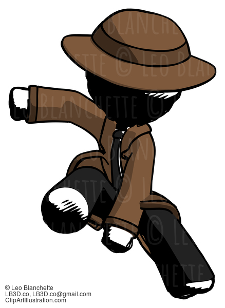 Ink Detective Man Action Hero Jump Pose #847