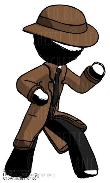 Ink Detective Man Martial Arts Defense Pose Right #849