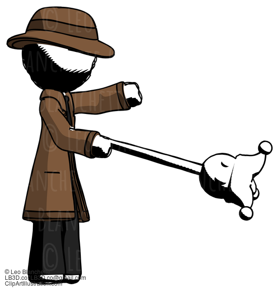 Ink Detective Man Holding Jesterstaff - I Dub Thee Foolish Concept #852