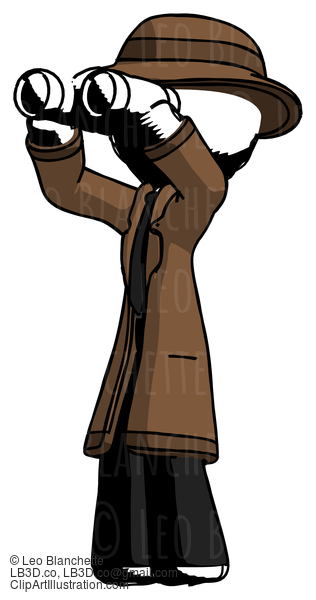 Ink Detective Man Looking Through Binoculars To The Left #854