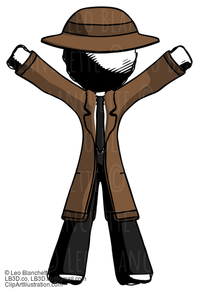 Ink Detective Man Surprise Pose, Arms And Legs Out #859