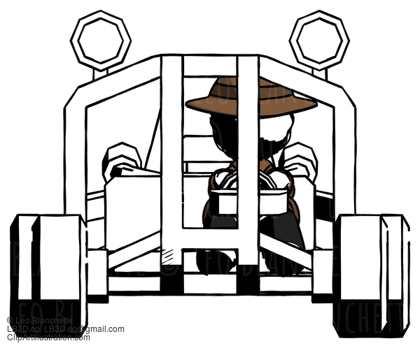 Ink Detective Man Riding Sports Buggy Front View #863