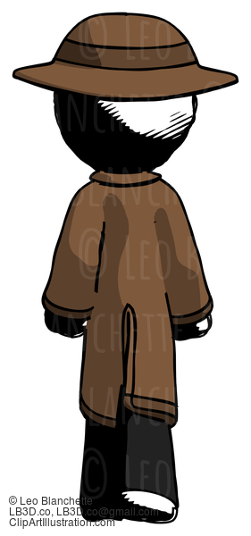 Ink Detective Man Walking Away, Back View #864