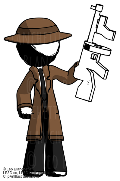 Ink Detective Man Holding Tommygun #865