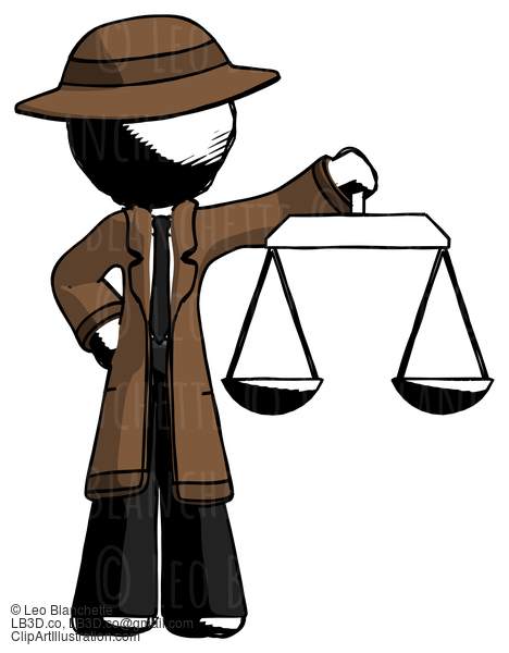 Ink Detective Man Holding Scales Of Justice #875