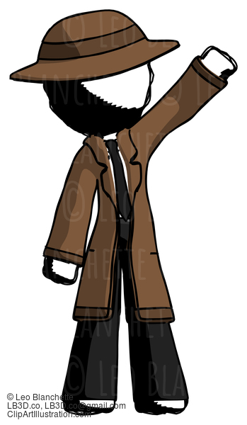 Ink Detective Man Waving Emphatically With Left Arm #876