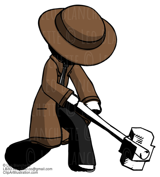 Ink Detective Man Hitting With Sledgehammer, Or Smashing Something At Angle #879