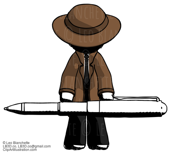Ink Detective Man Weightlifting A Giant Pen #880