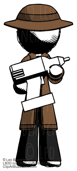 Ink Detective Man Holding Large Drill #886