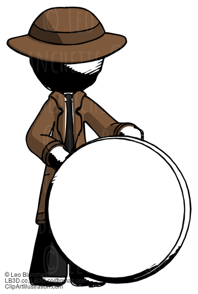 Ink Detective Man Standing Beside Large Compass #894