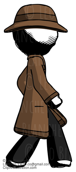 Ink Detective Man Walking Right Side View #899