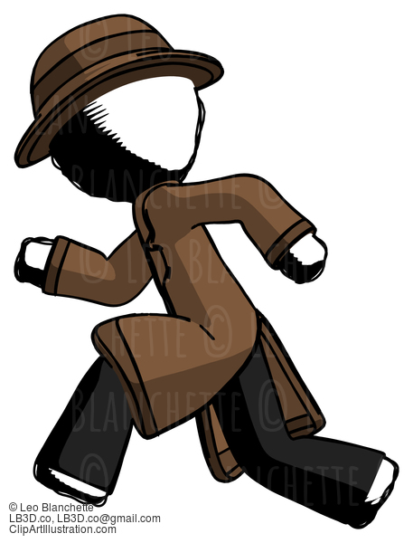 Ink Detective Man Running Fast Left #900