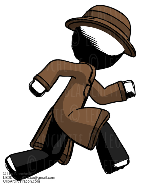 Ink Detective Man Running Fast Right #901