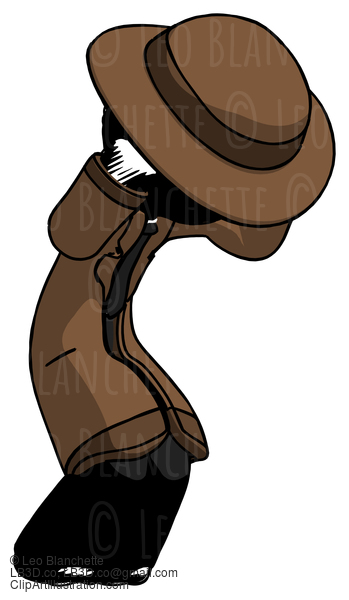 Ink Detective Man With Headache Or Covering Ears Turned To His Right #907