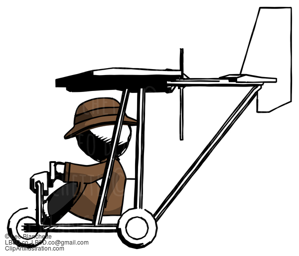 Ink Detective Man In Ultralight Aircraft Side View #912