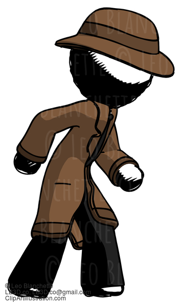 Ink Detective Man Suspense Action Pose Facing Right #925