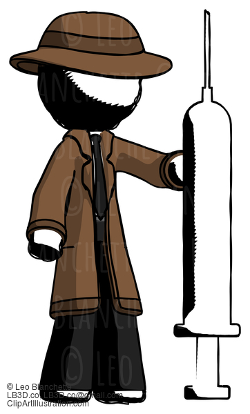 Ink Detective Man Holding Large Syringe #936