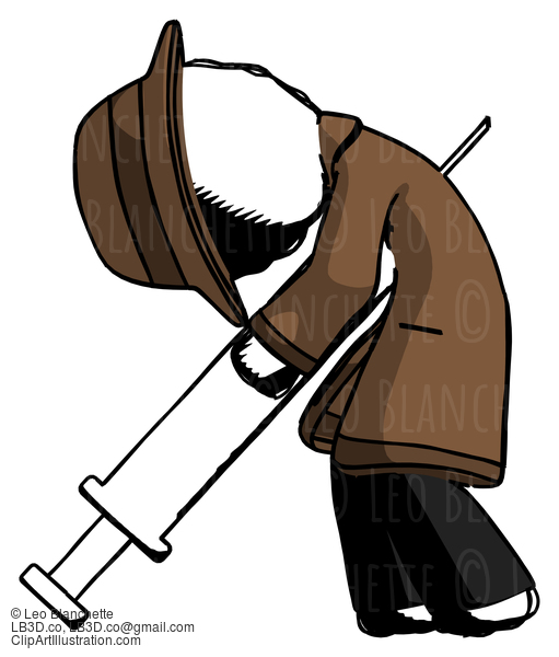 Ink Detective Man Lethal Injection, Impaled On Syringe #937