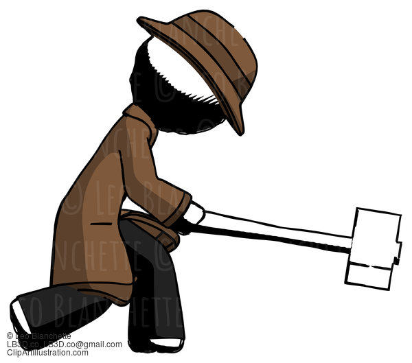 Ink Detective Man Hitting With Sledgehammer, Or Smashing Something #939