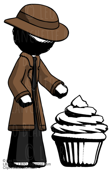 Ink Detective Man With Giant Cupcake Dessert #944