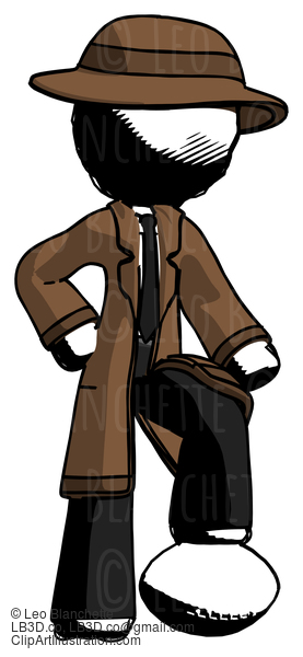 Ink Detective Man Standing With Foot On Football #960
