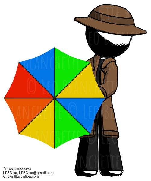 Ink Detective Man Holding Rainbow Umbrella Out To Viewer #963