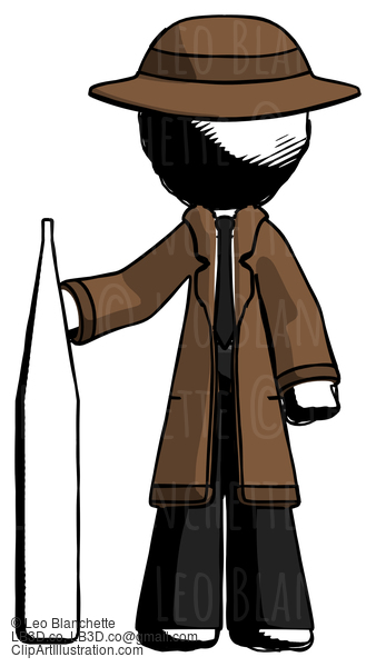 Ink Detective Man Standing With Large Thermometer #965