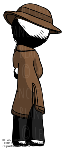 Ink Detective Man Thinking, Wondering, Or Pondering Rear View #966